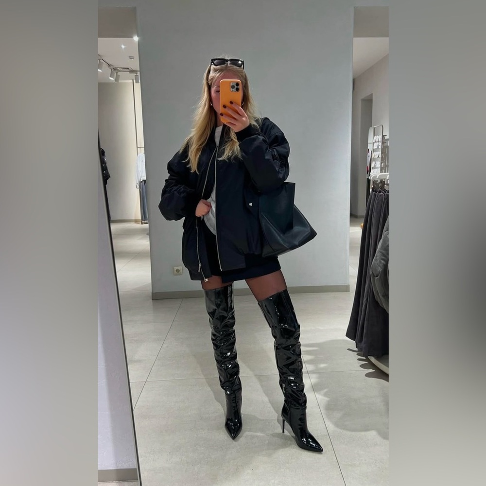 Black Patent Leather Over-the-Knee Boots
